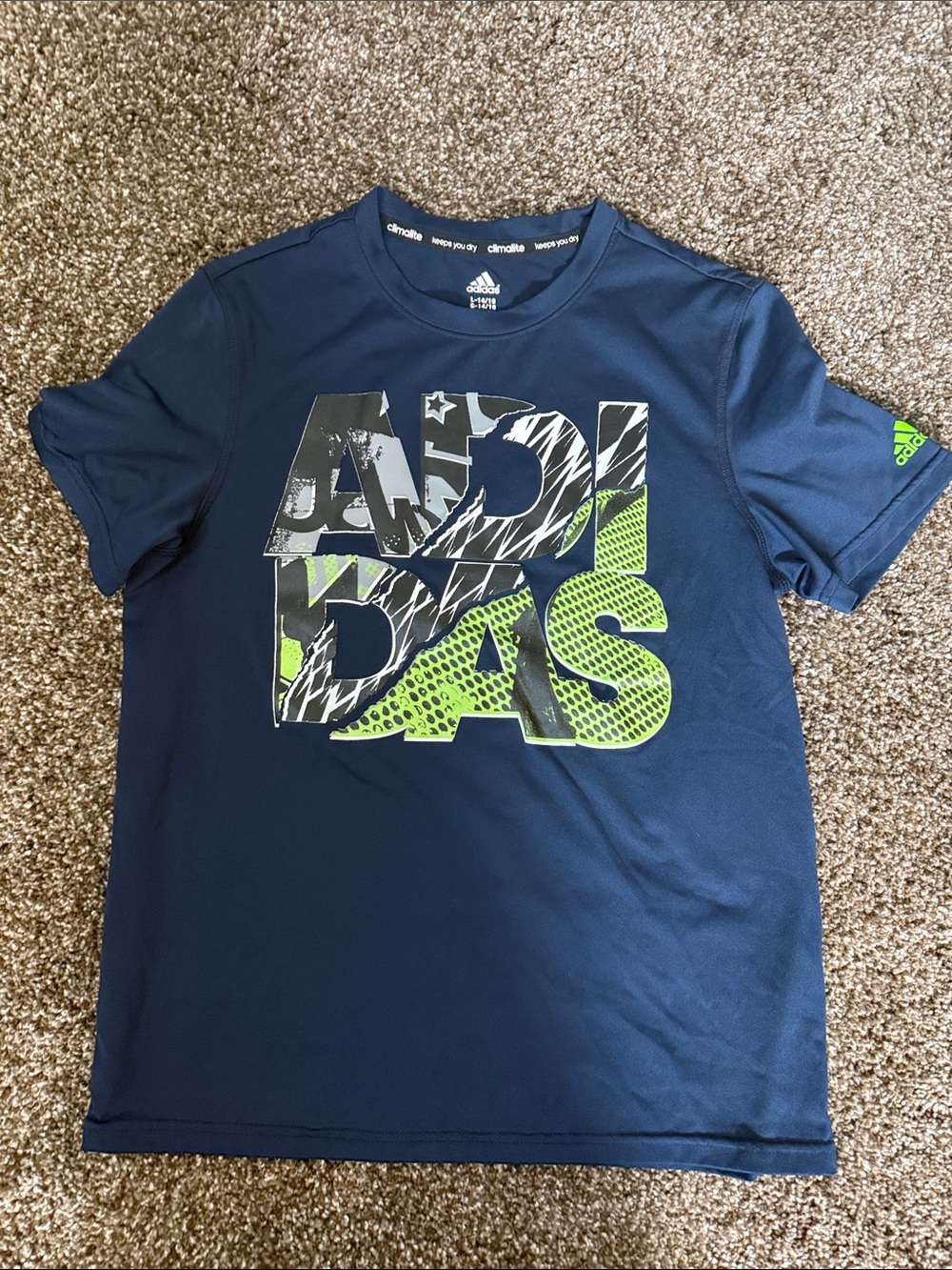 adidas Navy Tee with Neon Green Graphic